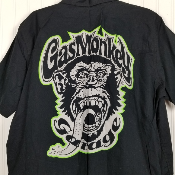 Gas Monkey Garage Other - Gas Monkey Garage Shirt Graphic Neon Black Button Front Cotton Men's Sz XL NWT